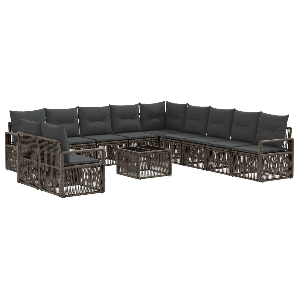Ensemble de canapé de jardin 12 pc gris polyrotin