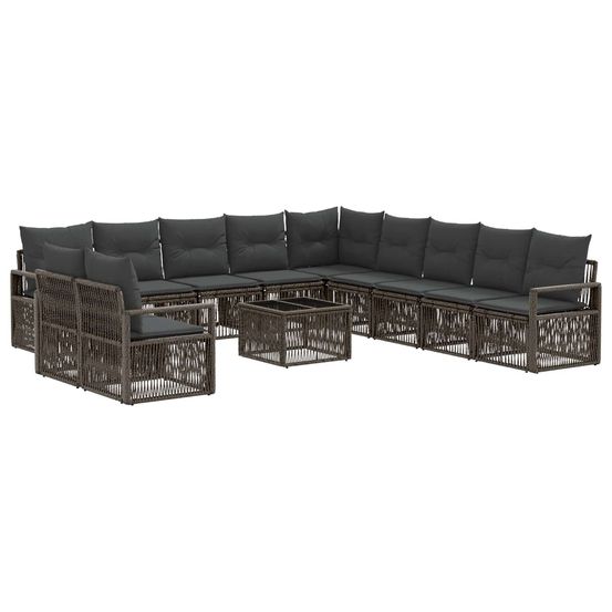 Ensemble de canapé de jardin 12 pc gris polyrotin