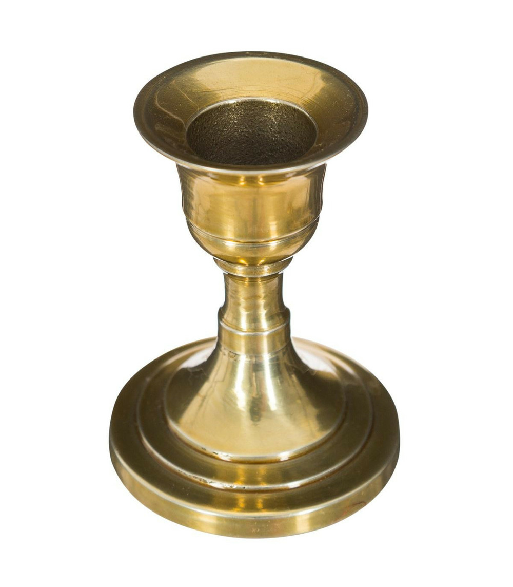 Bougeoir chandelier en métal doré h 7,5 cm