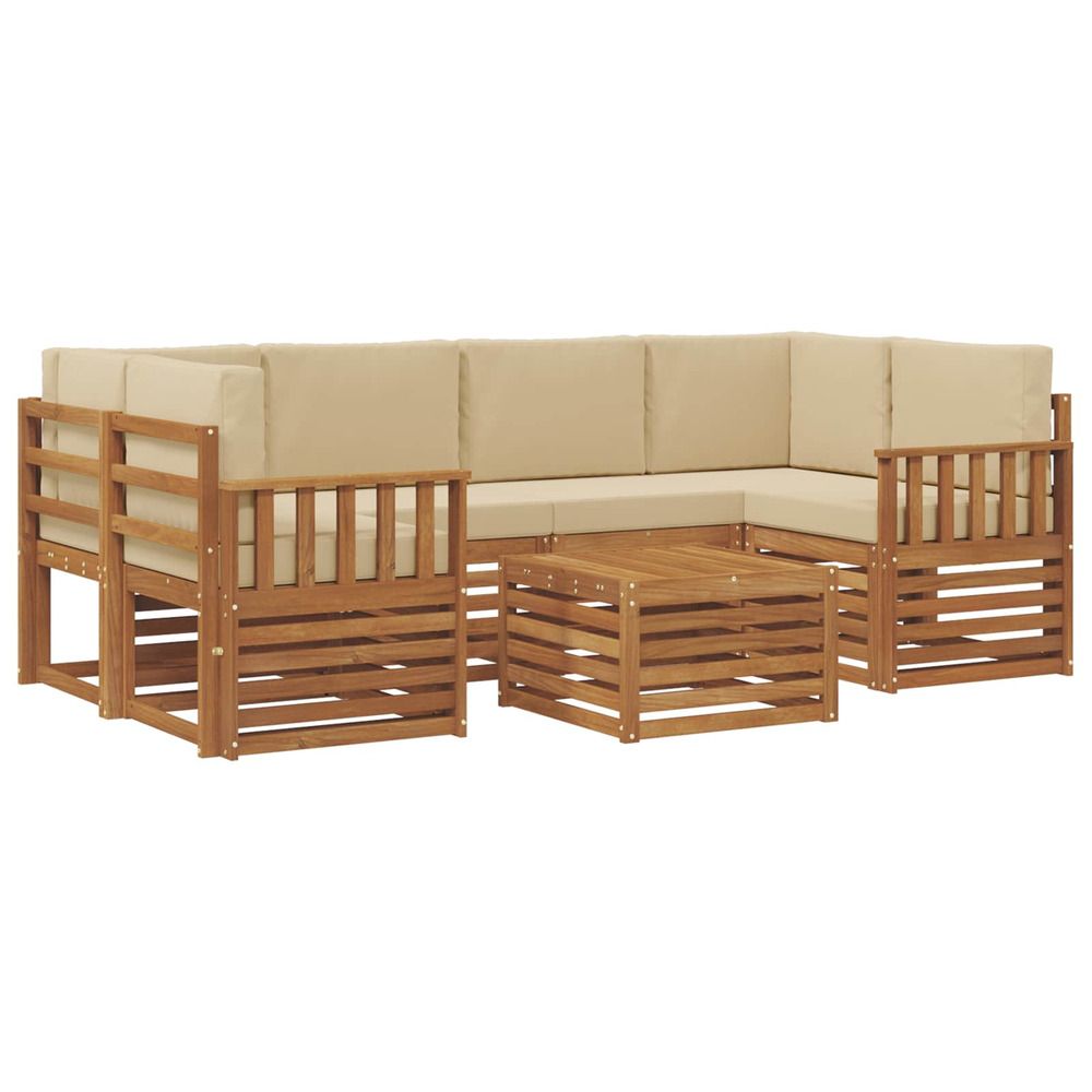 Ensemble de canapés d'extérieur 7 pc naturel et beige