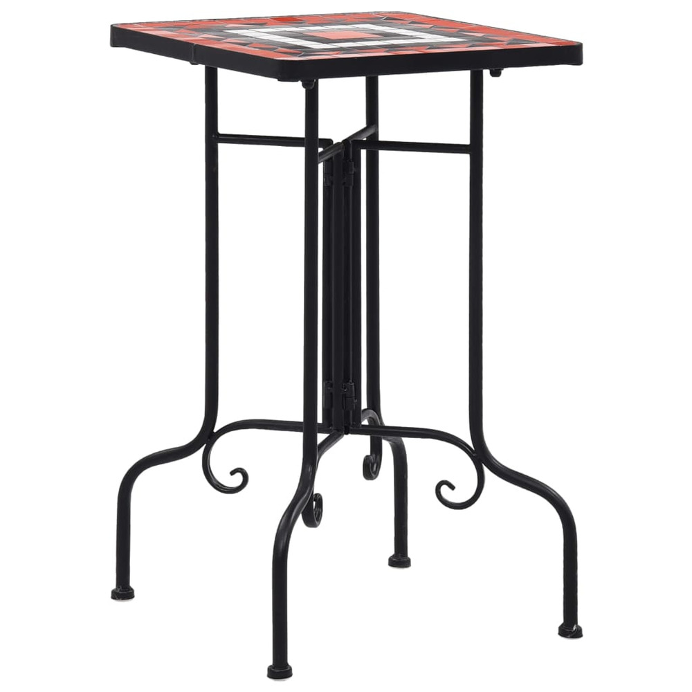 Table de bistro mosaïque terre cuite et blanc céramique