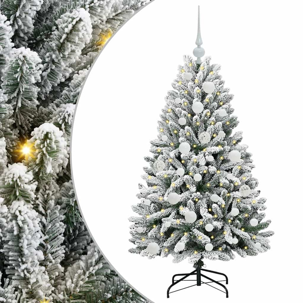 Sapin de noël artificiel vert et blanc 120 cm pvc et métal