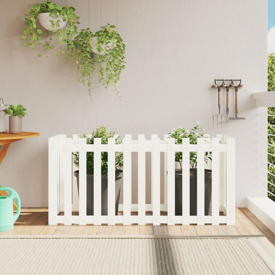 Potager sur pied en bois de pin massif blanc hauteur 70cm 150x50cm