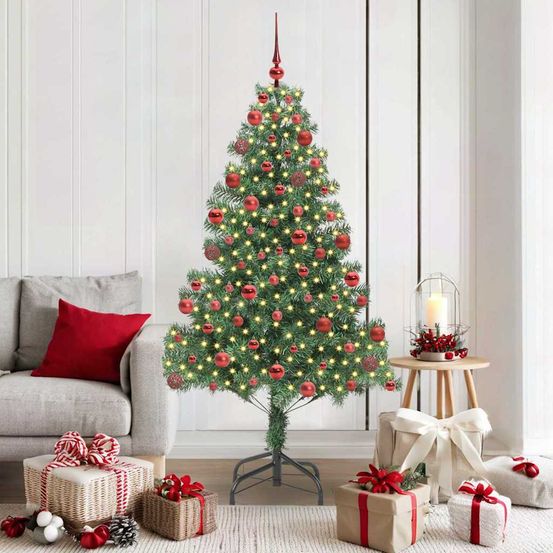 Sapin de noël prêt à l'emploi 180 cm, avec guirlande 300 led et 121 ornements de noël