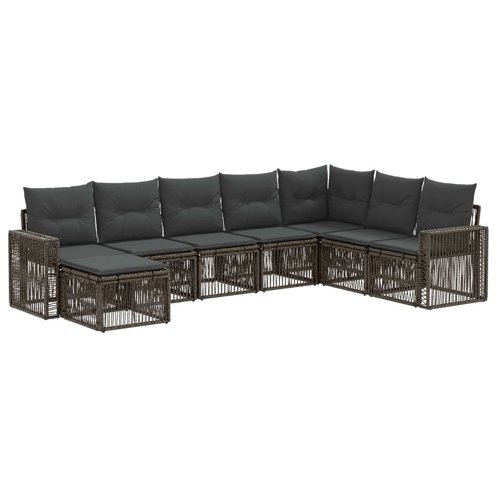Ensemble de canapé de jardin 8 pc gris et gris foncé polyrotin
