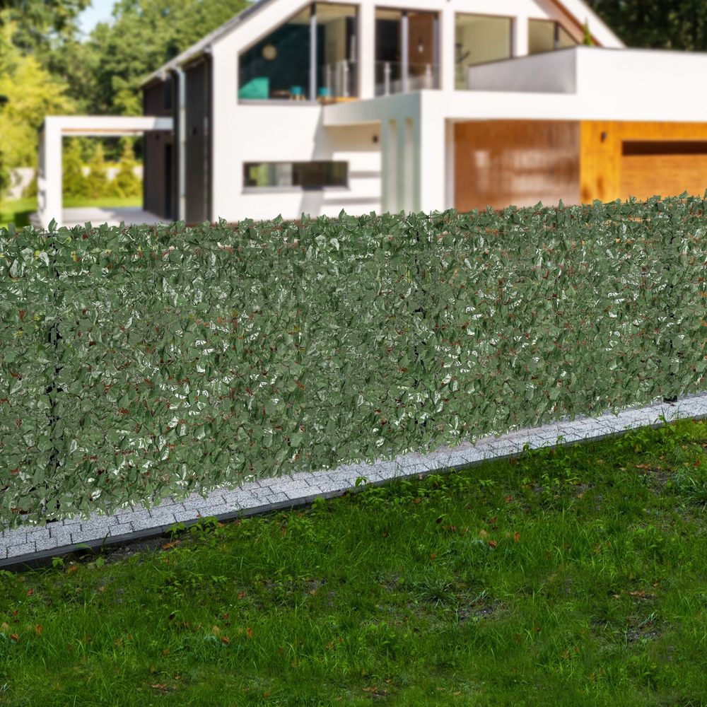 Haie artificielle 150x249 cm, brise-vue en lierre, support tissu maillé, jardin, cour, balcon, terrasse