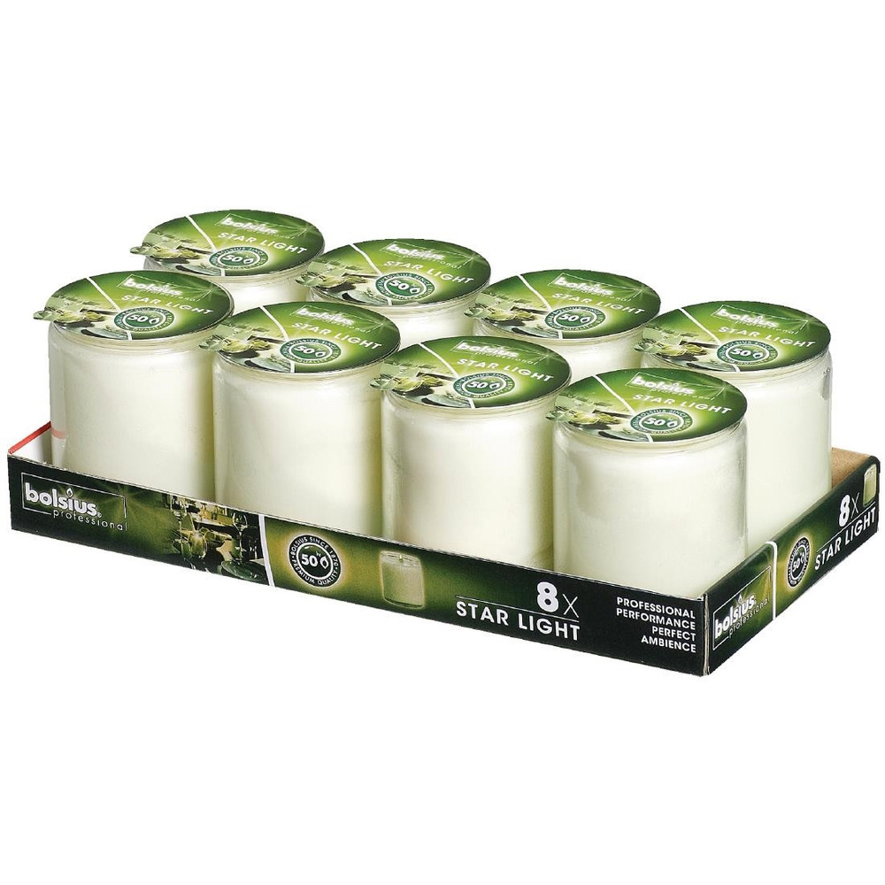 Bougie blanche pot en verre - lot de 8