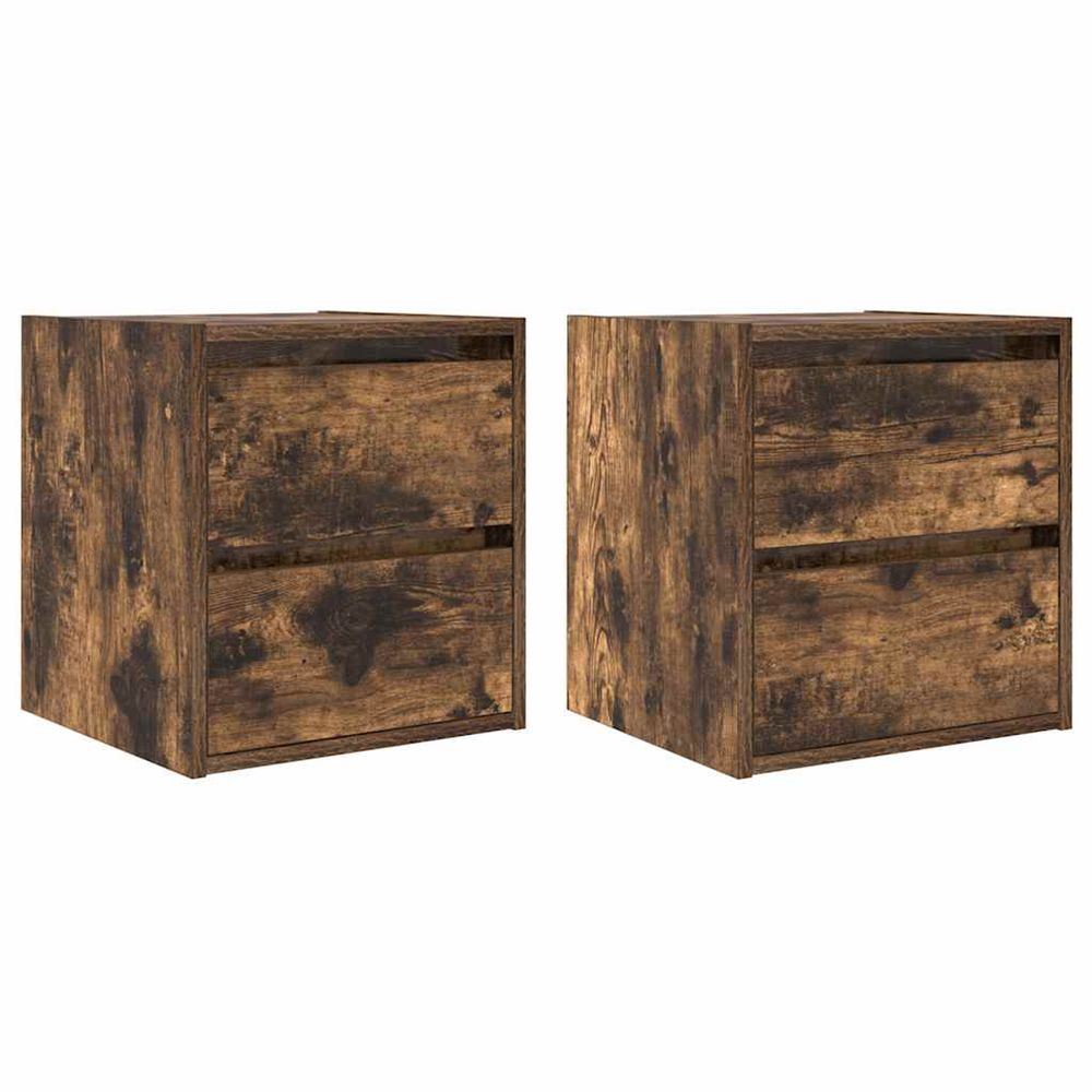 Tables de chevet murales 2 pcs chêne fumé 38x34x40 cm