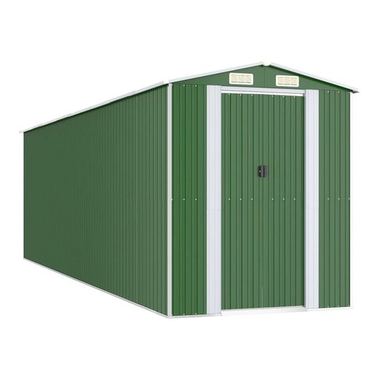Abri de jardin vert 192x689x223 cm métal galvanisé