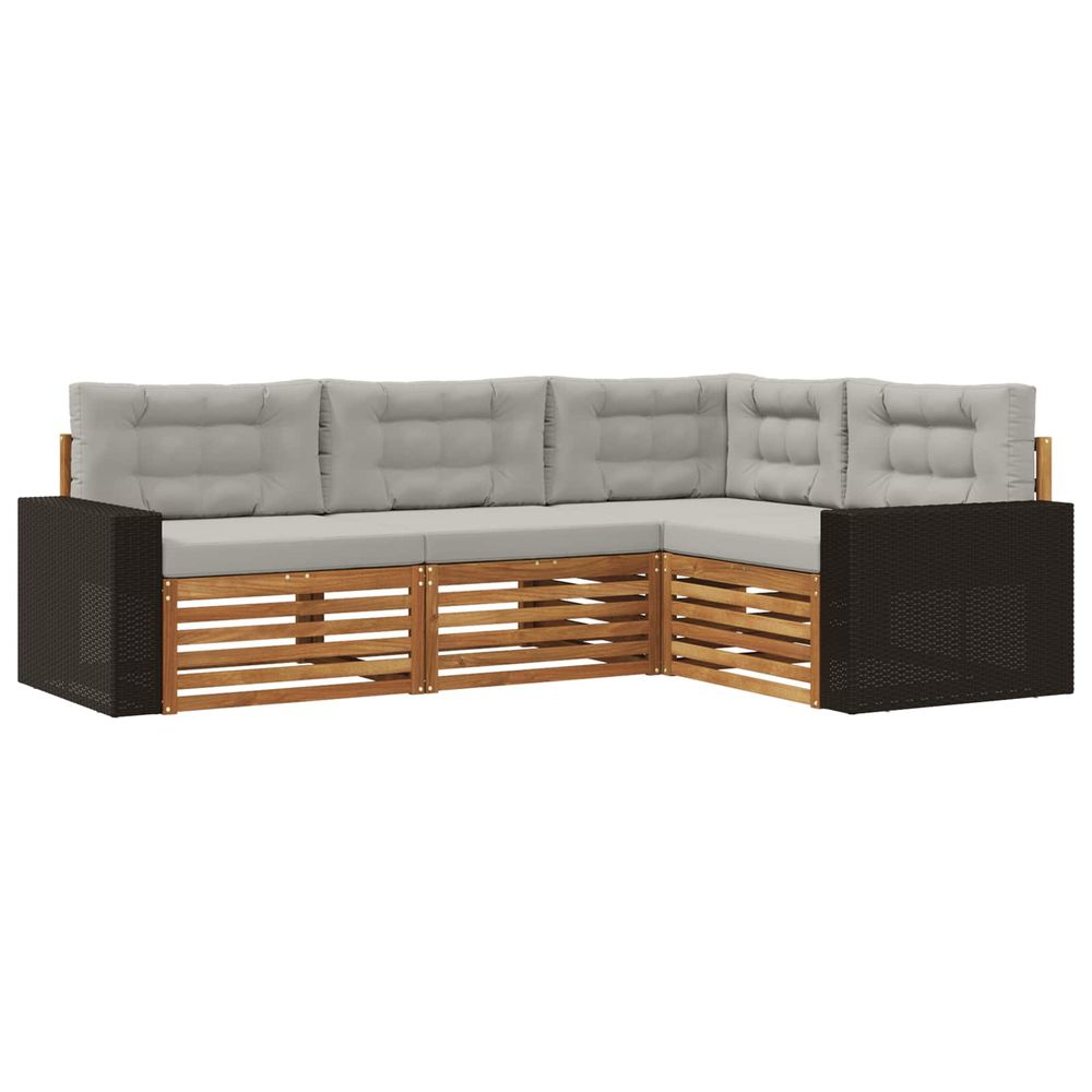 Ensemble de canapés d'extérieur 4 pc naturel et gris clair