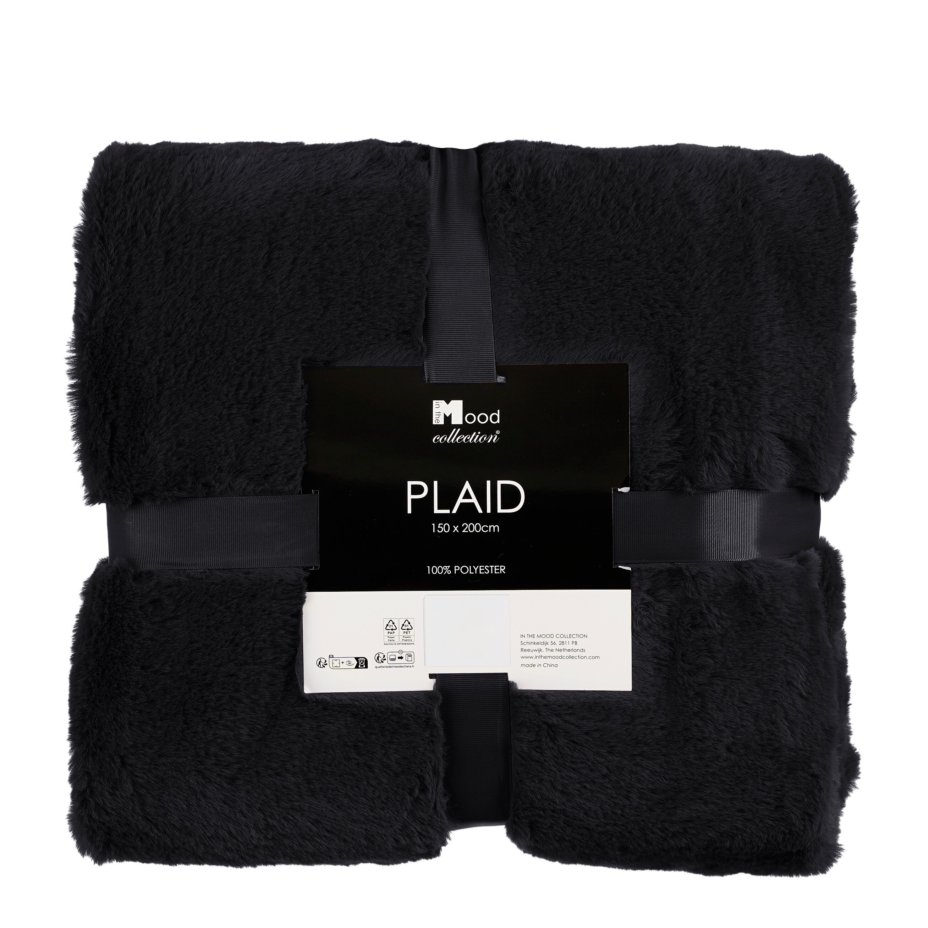 In the mood collection bronte plaid polaire - l200 x l150 cm - noir