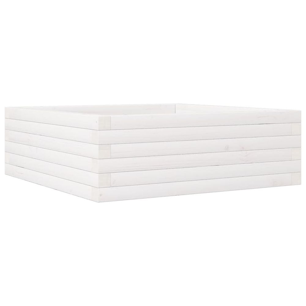 Jardinière blanc 70x70x23 cm bois de pin massif