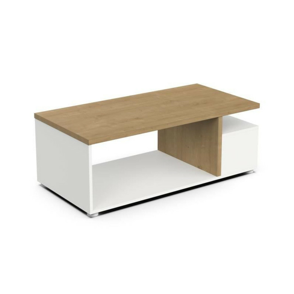 Table basse rectangulaire access - 3 niches - décor chene hamilton et blanc - l 91,8 x p 50 x h 36 cm - demeyere