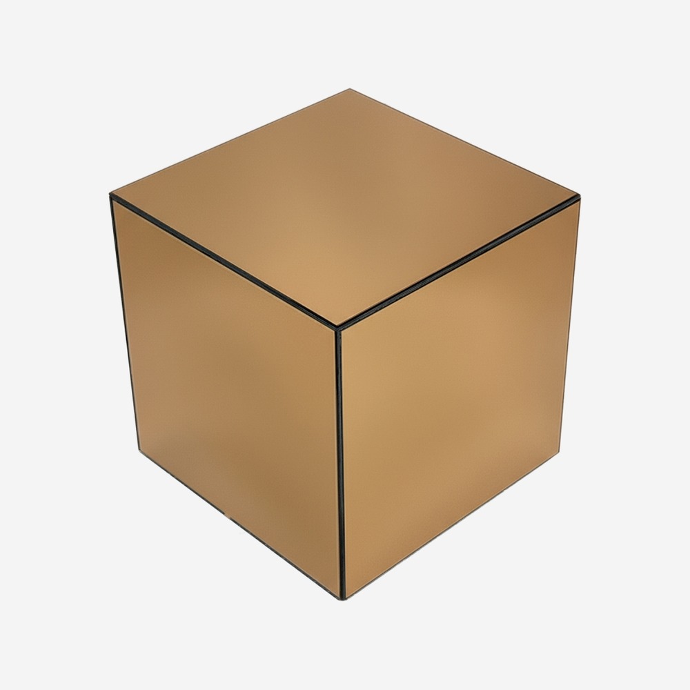 Table d'appoint, bout de canapé, cube miroir 35cm