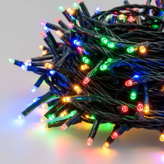 Guirlande lumineuse 53m 750 miniled multicolores 8 fonctions d'animation câble vert 30v lotti