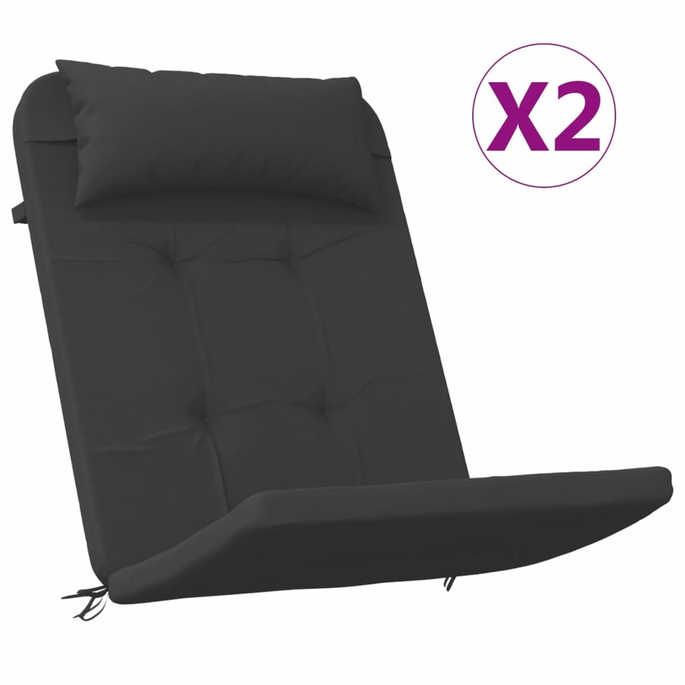 Coussins de chaise adirondack lot de 2 noir tissu oxford