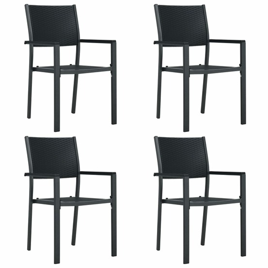 Chaises de jardin lot de 4 noir plastique aspect de rotin