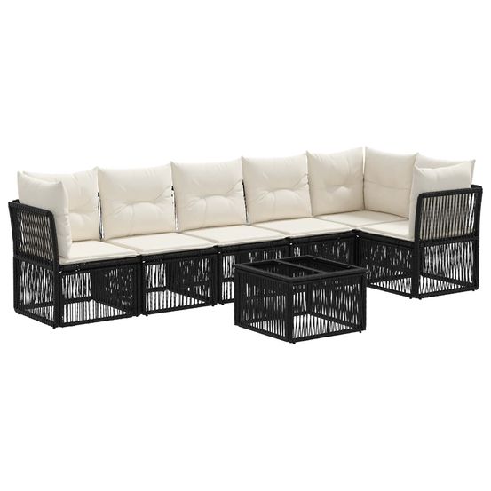 Ensemble de canapé de jardin 7 pc noir polyrotin