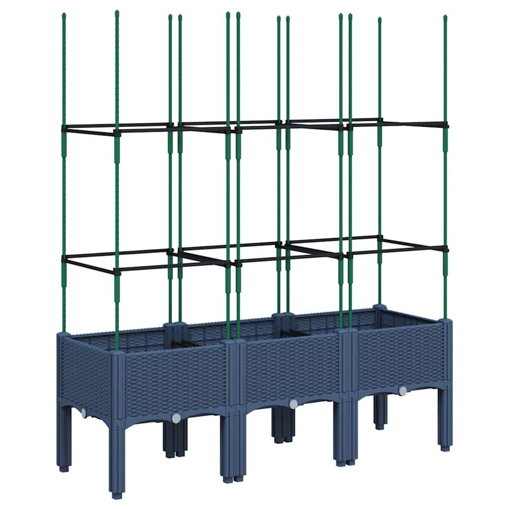 Jardinière d'extérieur avec treillis bleu gris 120x40x142,5 cm pp