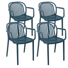Lot de 4 fauteuils en plastique bleu canard