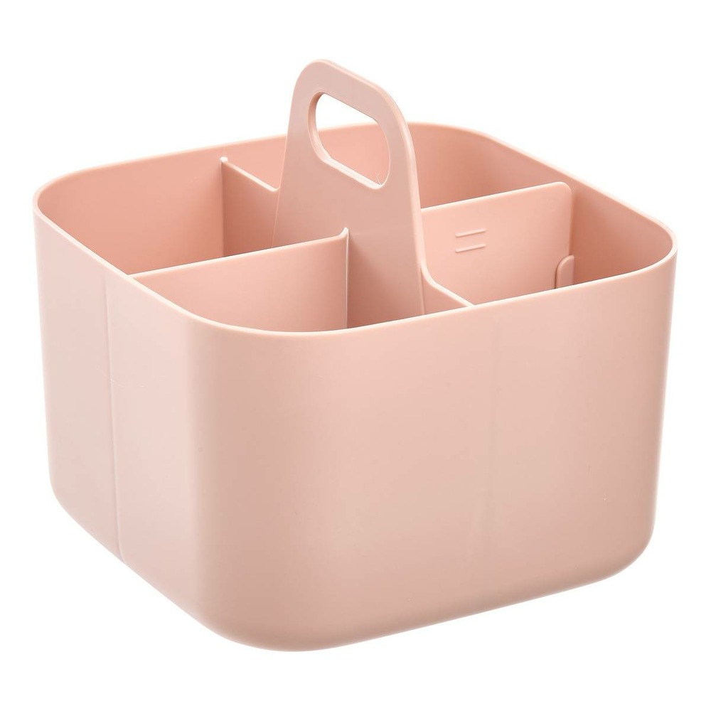 5five - organiseur poly 16,5x16,5x15cm rose compartiments amovibles