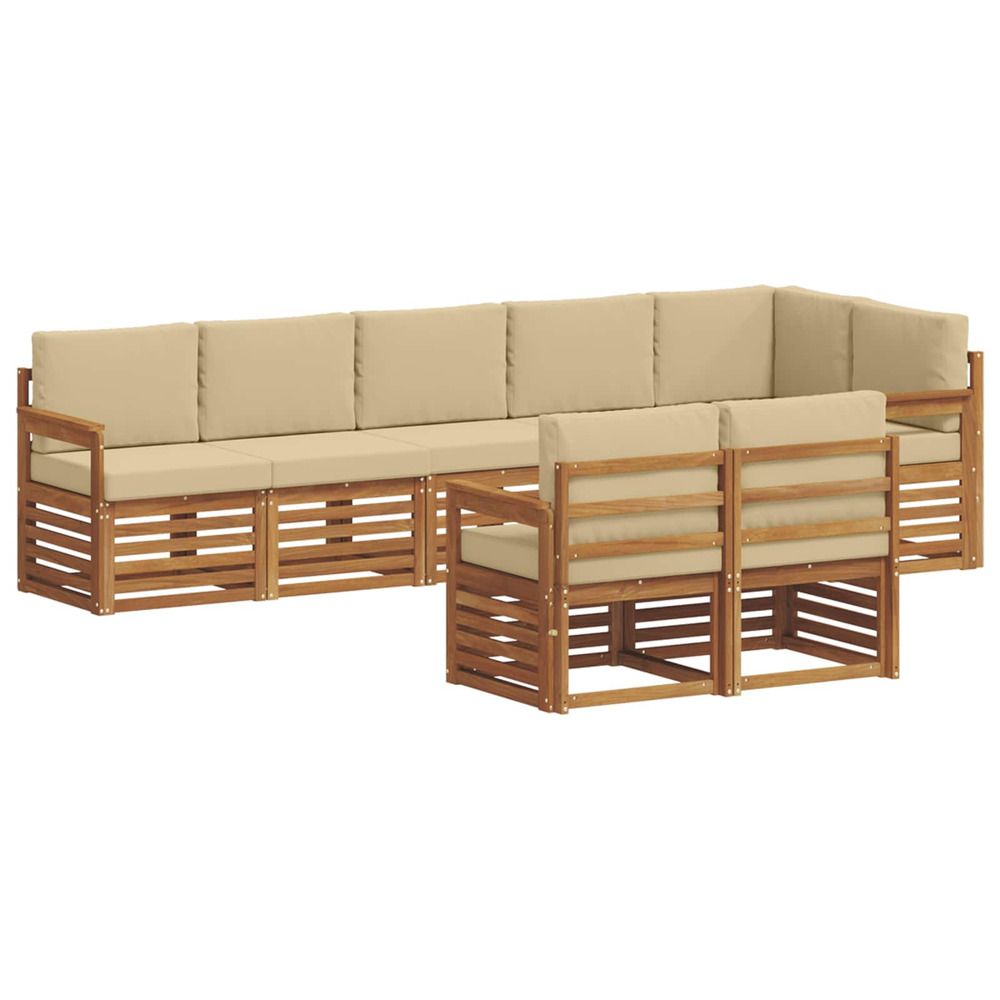 Ensemble de canapés d'extérieur 8 pc naturel et beige polyester