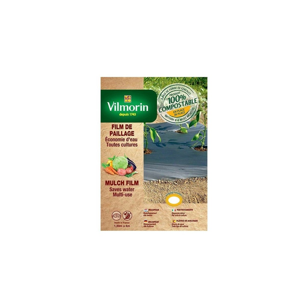 Film de paillage toutes cultures faible épaisseur - farine de céréales - 1,30m x