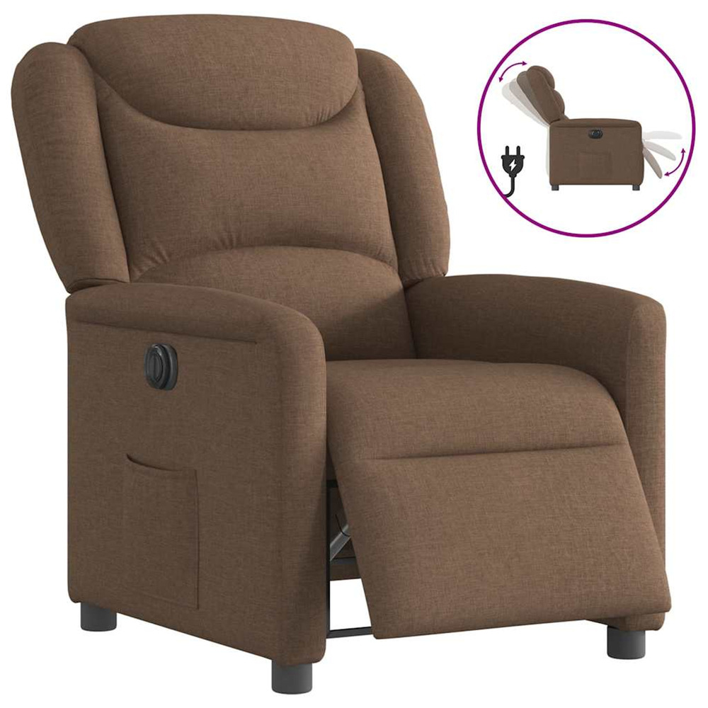 Fauteuil inclinable électrique marron tissu