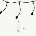 Guirlande guinguette javanaise e27 - 10 ampoules blanc chaud à filament a60 - 5m prolongeable
