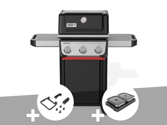 Barbecue à gaz spirit e-310 + set d'accessoires clipsables + kit de préparation