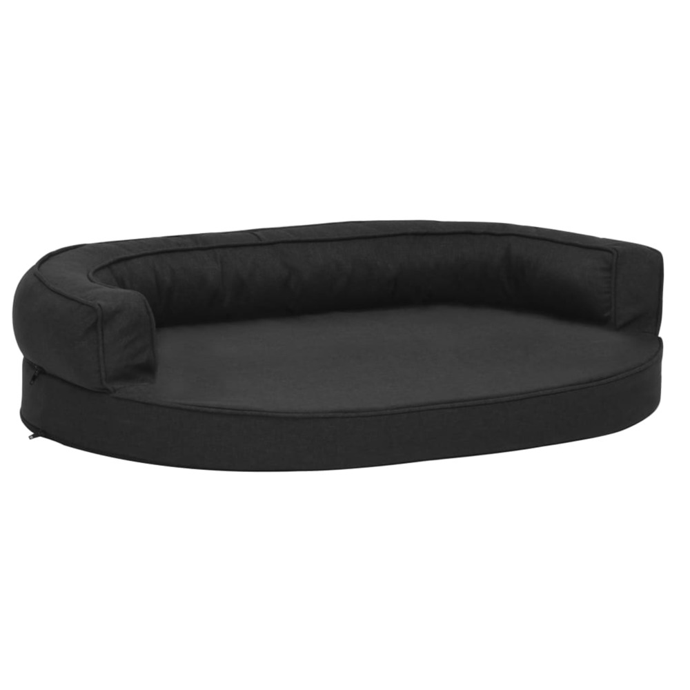 Matelas de lit ergonomique de chien 75x53 cm aspect de lin noir