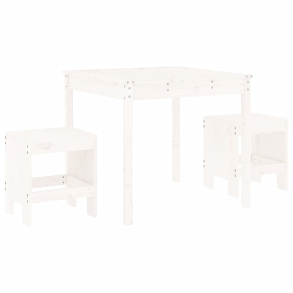 Ensemble de bistrot de jardin 3 pcs blanc bois de pin massif