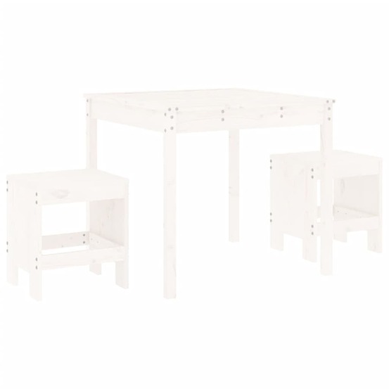 Ensemble de bistrot de jardin 3 pcs blanc bois de pin massif