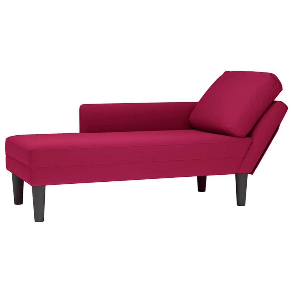 Fauteuil long avec coussin et accoudoir droit rouge bordeaux