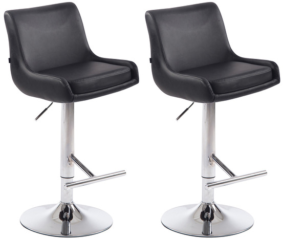 Lot de 2 tabourets de bar club simili cuir chromé