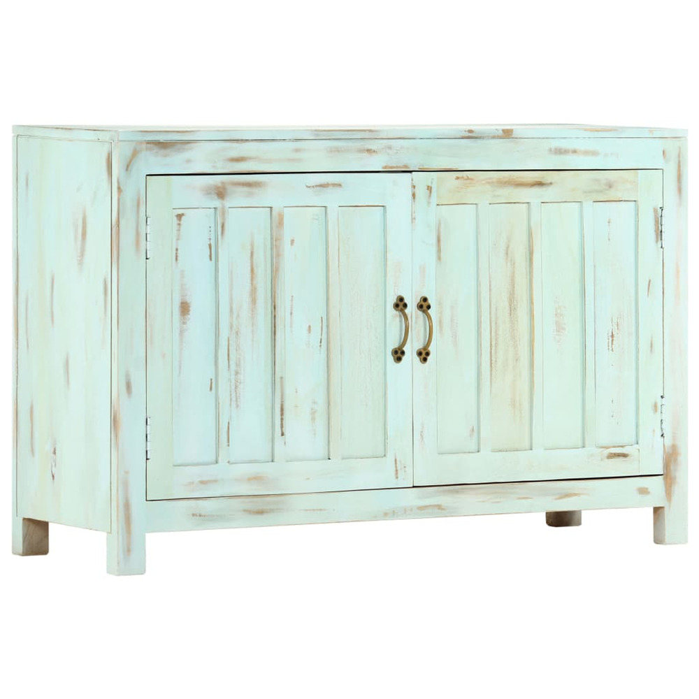 Buffet bleu clair 110x35x70 cm bois de manguier massif