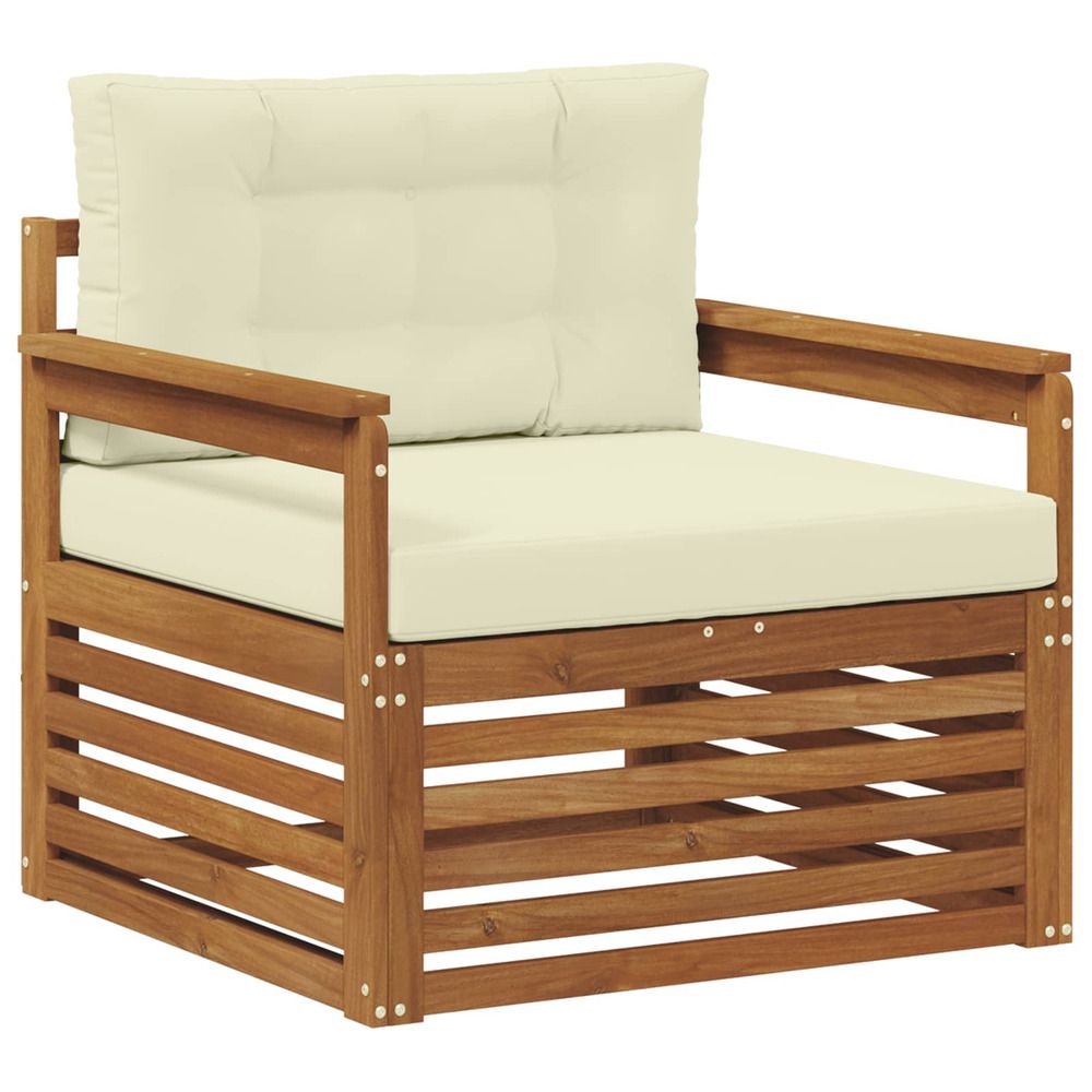 Canapé d’extérieur bois d'acacia massif et polyester