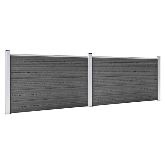 Ensemble de panneau de clôture wpc 353x105 cm noir