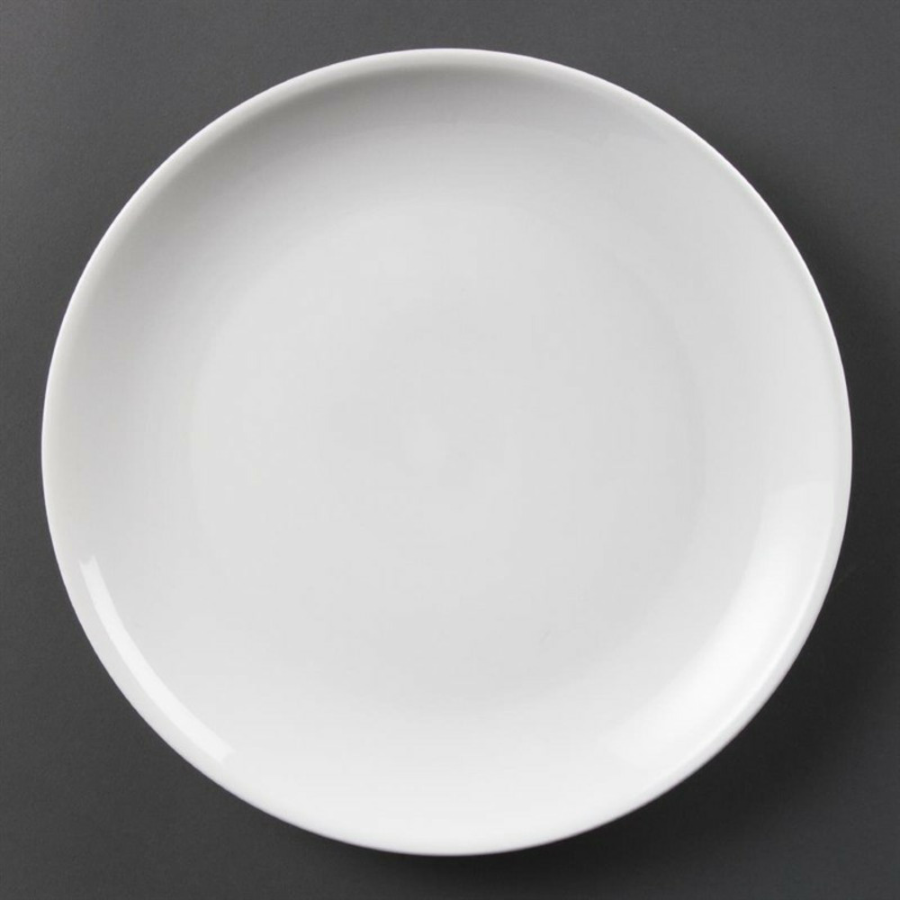Assiettes plates rondes en porcelaine blanche 280 mm - lot de 6 - olympia