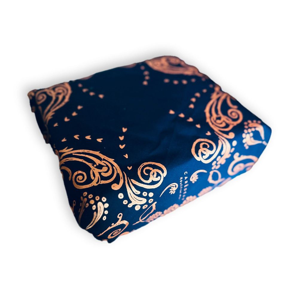 Papier cadeau réutilisable collection monochrome coton recyclé furoshiki : la chandelière (taille s) 35x35 cm bleu nuit