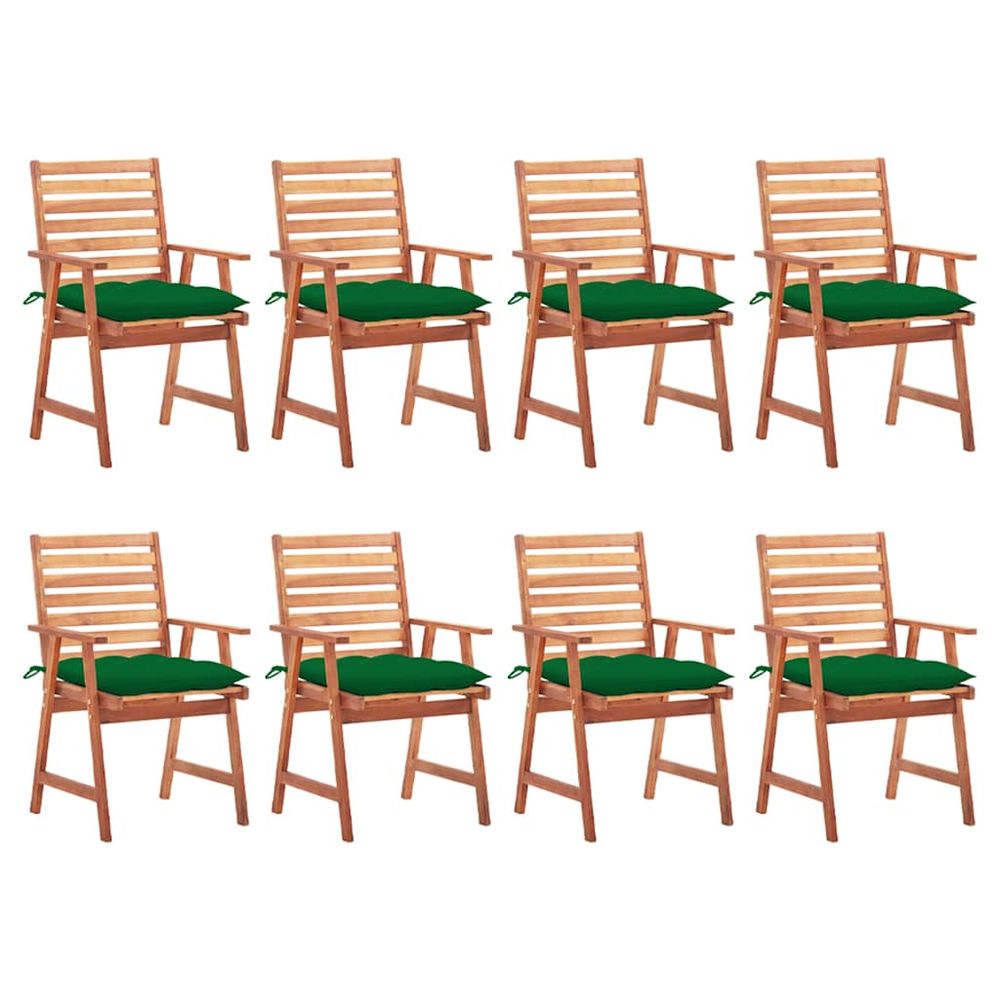 Chaises à manger d'extérieur lot de 8 et coussins acacia massif