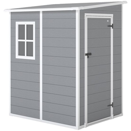 Abri de jardin en pp et aluminium avec plancher anti-humidité fenêtre 122x149 cm gris - comfortxl outdoor living