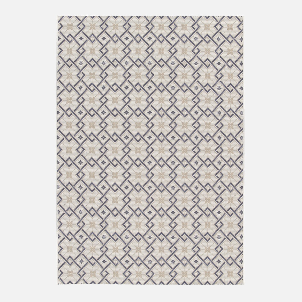 Tapis intérieur/extérieur vintage crème beige bleu angie