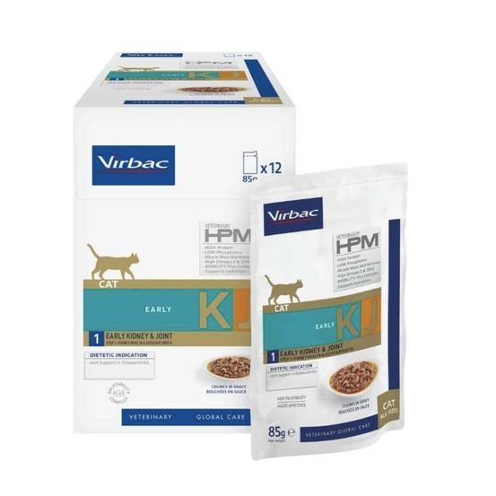 Patee virbac veterinary hpm kj1 early kidney & joint chat 12 x 85 g 12*85 g