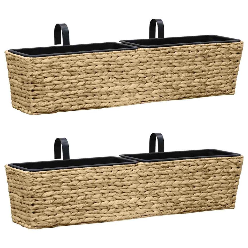 Lot de 2 grandes jardinières 80 cm en fibre végétale tressée naturelle pour intérieur et plantes décoratives