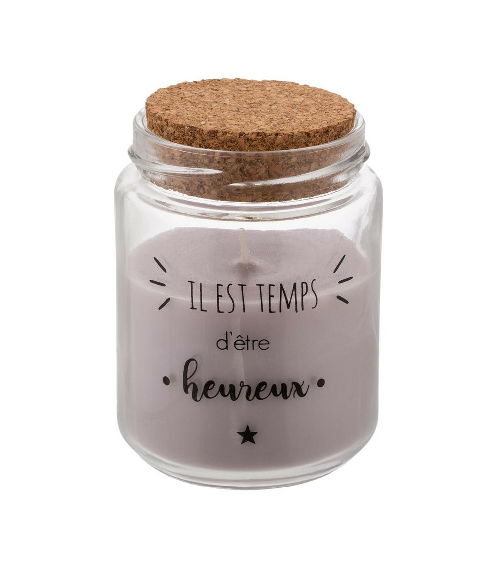 Bougie parfumée pot en verre avec bouchon en liège 130g