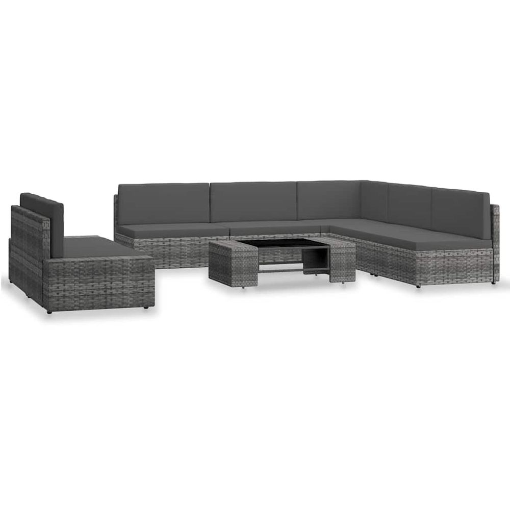 Salon de jardin 7 pcs résine tressée gris