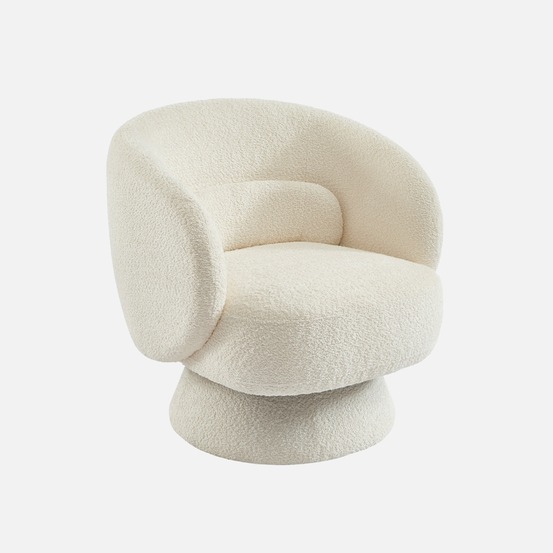 Fauteuil pivotant, rotatif 360° en tissu avec coussin - l 76 x p 76 x h 76,5cm - elias