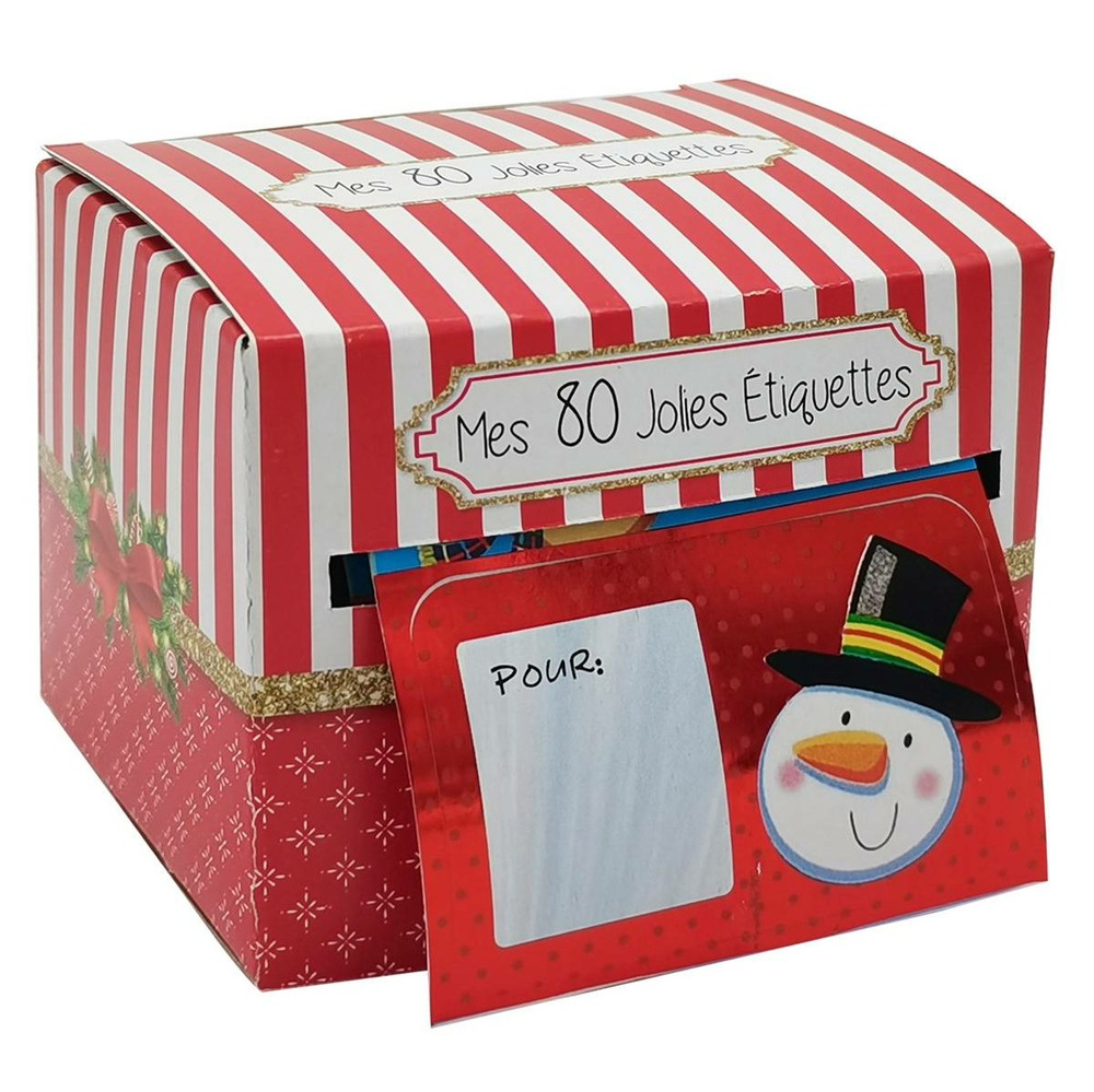 Boite avec ruban adhésif de 80 étiquettes cadeaux autocollantes