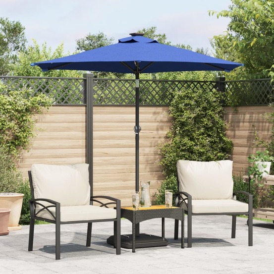 Parasol de jardin led mât en acier bleu azuré 225x225x212 cm